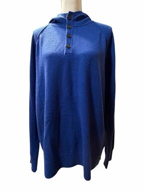 Banana Republic Men's Royal Blue Zip-Up Hooded Sweater